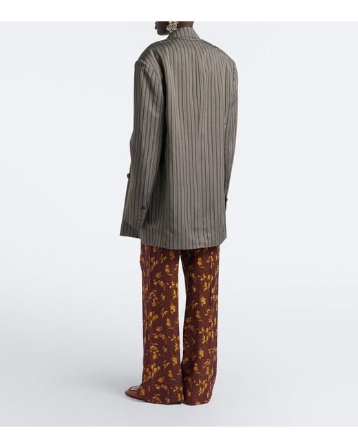 Dries Van Noten Brown Floral Wide-Leg Pants