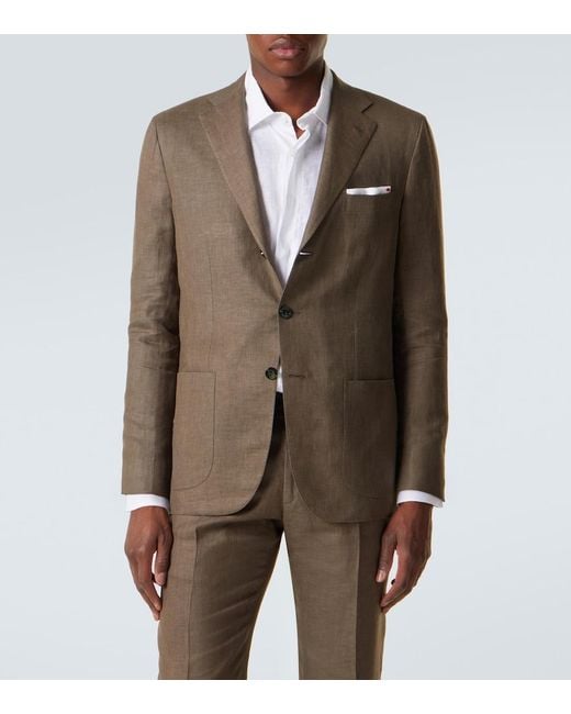 Kiton Natural Linen, Wool, And Silk Suit for men