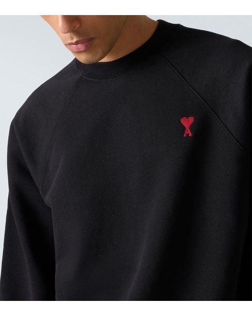 AMI Black Ami De Cour Cotton Jersey Sweatshirt for men