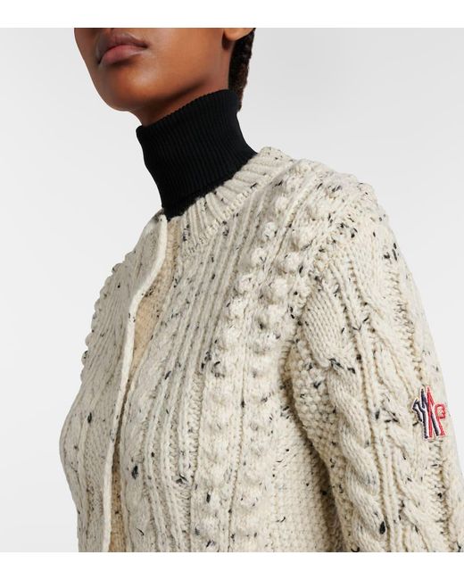 Moncler Natural Cable-Knit Wool Cardigan