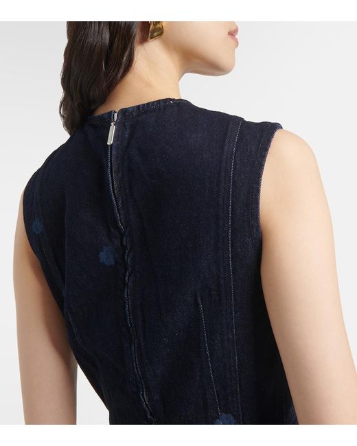 Erdem Blue Floral Denim Midi Dress