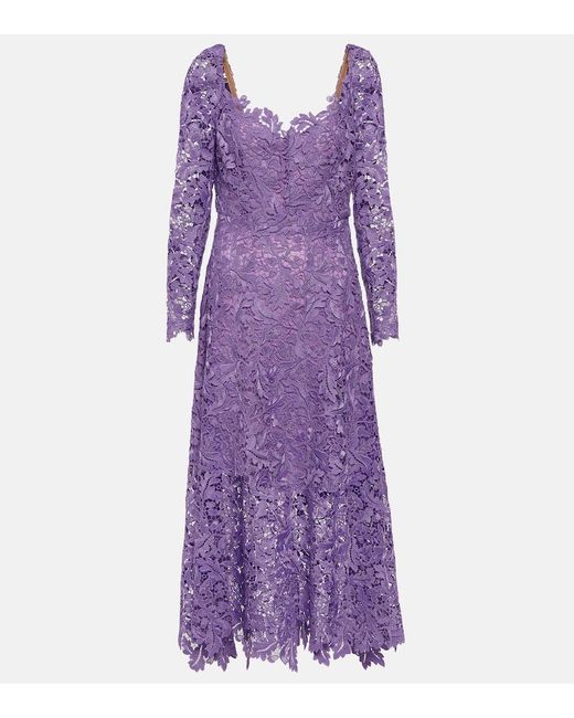 Oscar de la Renta Purple Guipure Lace Gown