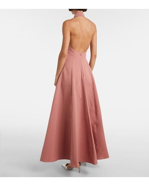 Staud Pink Stella Halterneck Cotton-Blend Gown
