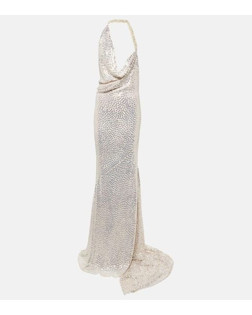 Vestido de fiesta Desires de seda con cristales Maticevski de color White