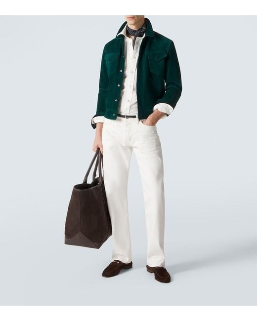 Tom Ford White Cotton Corduroy Western Shirt for men