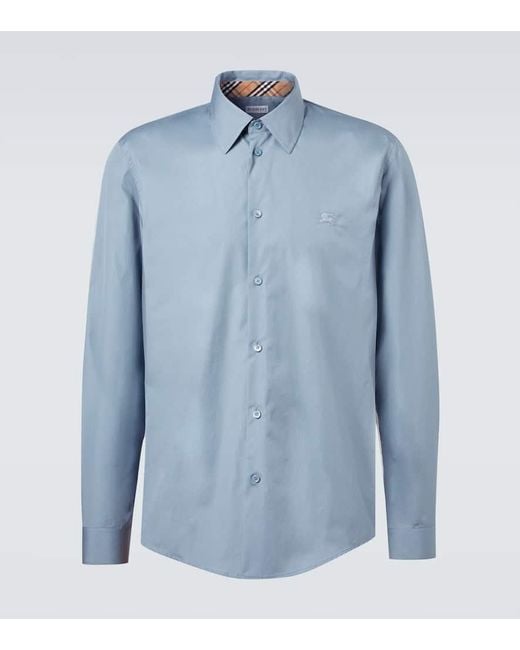 Camisa De Algodon Burberry de hombre de color Blue