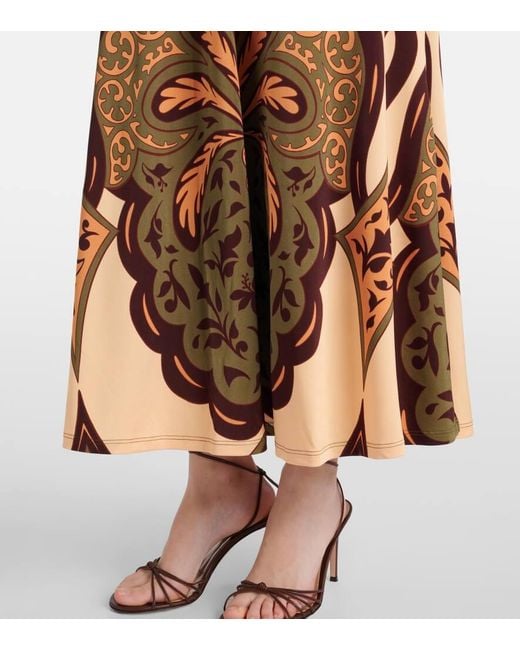 Johanna Ortiz Brown Printed Jersey Midi Dress