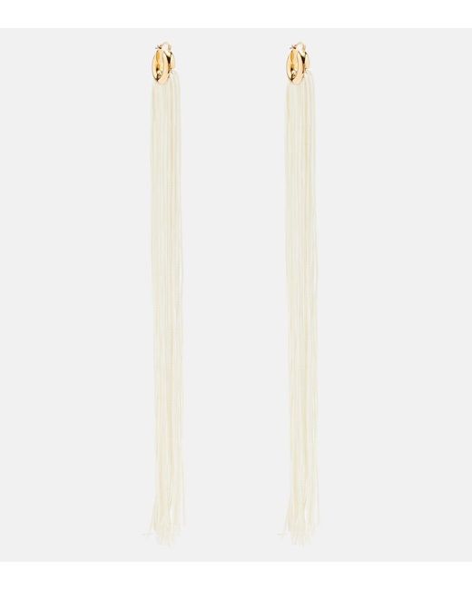 Pendientes De Aro Con Flecos Jil Sander de color White
