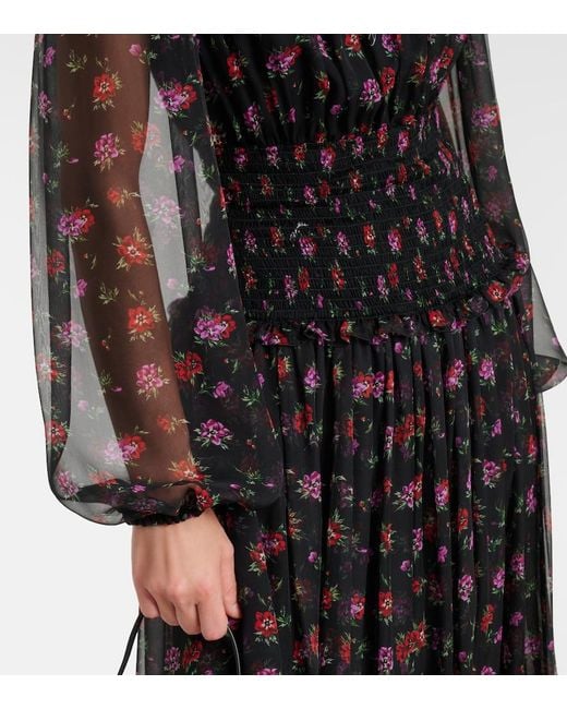Dolce & Gabbana Black Floral Silk Chiffon Maxi Dress