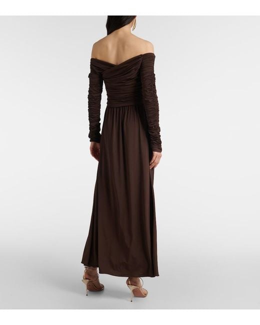 Altuzarra Brown Charlotte Off-Shoulder Jersey Maxi Dress