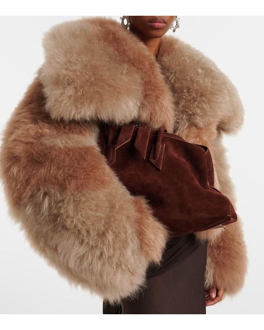 The Attico Brown La Passeggiata Medium Suede Tote Bag