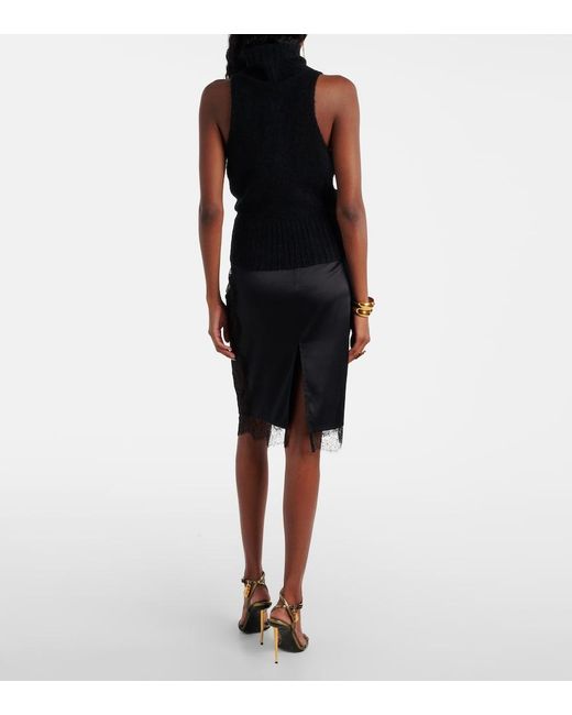 Tom Ford Black Cashmere And Silk Turtleneck Top