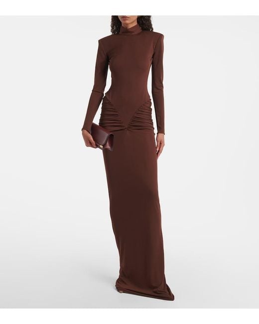 The New Arrivals Ilkyaz Ozel Purple Darja Ruched Gown
