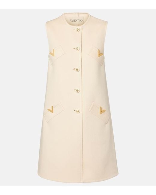 Valentino Natural Vgold Wool And Cashmere Minidress