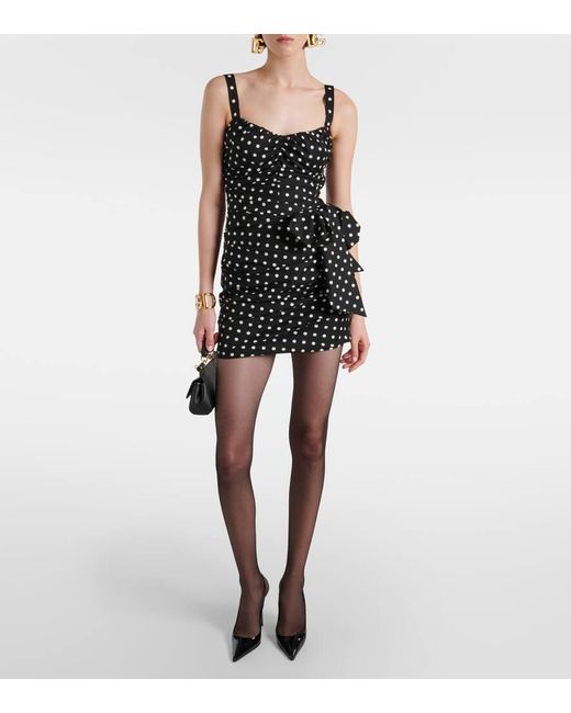 Dolce & Gabbana Black Polka-Dot Cotton-Blend Minidress