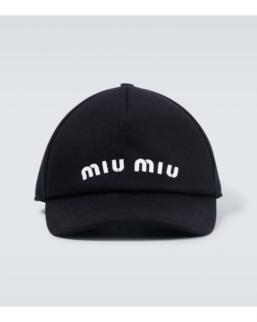 Miu Miu Black Logo Cotton Baseball Cap for men