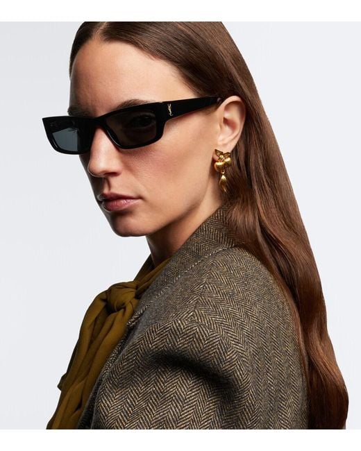 Saint Laurent Black Jazz Rectangular Sunglasses
