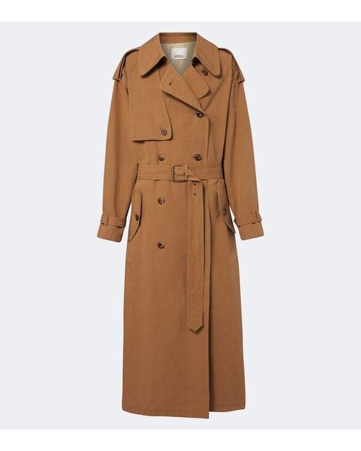 Isabel Marant Brown Violette Cotton And Linen Trench Coat