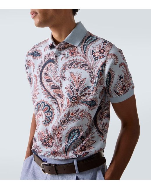Etro Multicolor Paisley Cotton Pique Polo Shirt for men