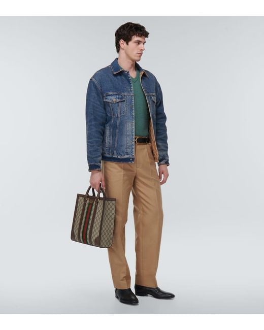 Gucci Blue Reversible Gg-jacquard Denim Jacket for men