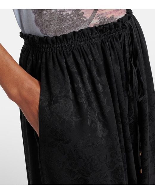 Chloé Black Silk Jacquard Wide-Leg Pants