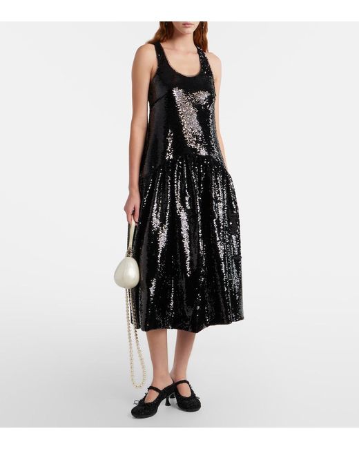 Simone Rocha Black Sequined Cocktail Dress
