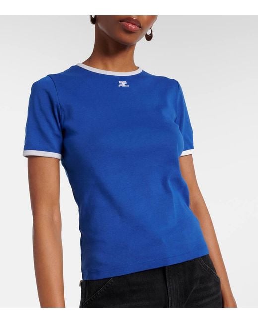 Courreges Blue Heritage Cotton Jersey T-Shirt