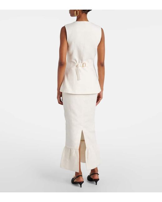 Posse White Matilda Ruffled Linen Vest