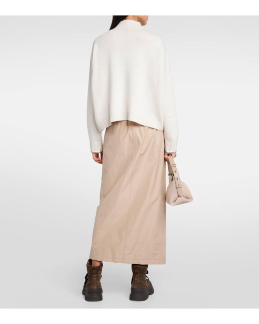 Brunello Cucinelli White Wool, Cashmere, And Silk Half-zip Sweater