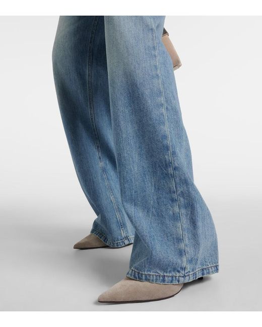 Brunello Cucinelli Blue High-Rise Wide-Leg Jeans