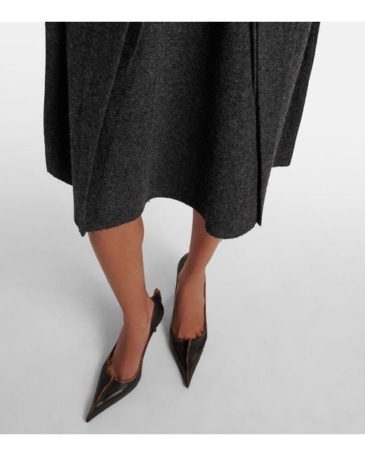 Prada Black Ruffled Virgin Wool Minidress