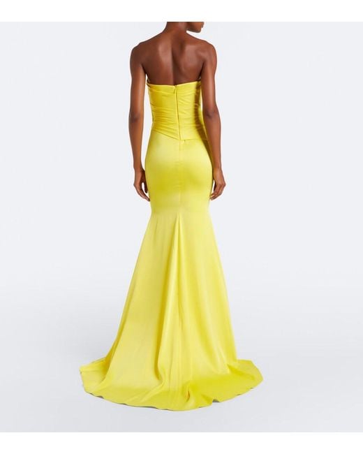 Alex Perry Yellow Satin Crepe Bustier Gown