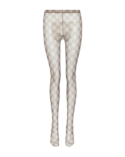Gucci Synthetic Womens Brown Gg Pattern Tights Save 26 Lyst UK