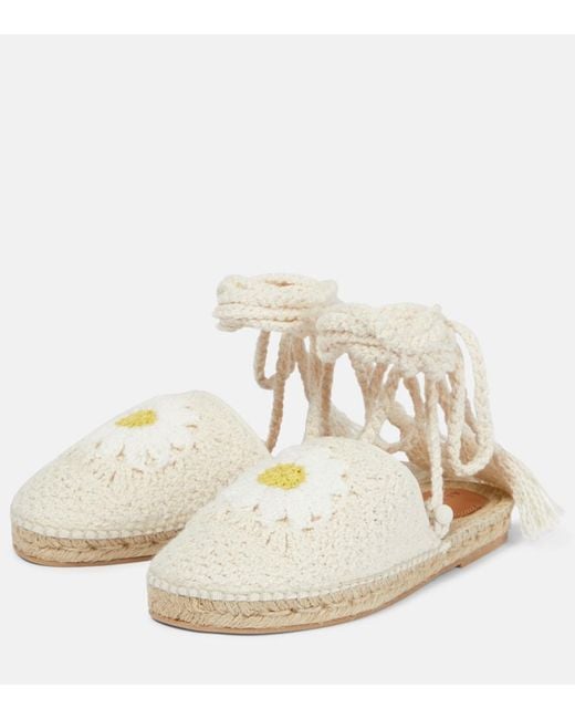 Alanui White Daisy Crochet Espadrilles