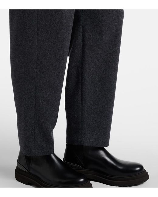 Brunello Cucinelli Blue Wool Straight Pants