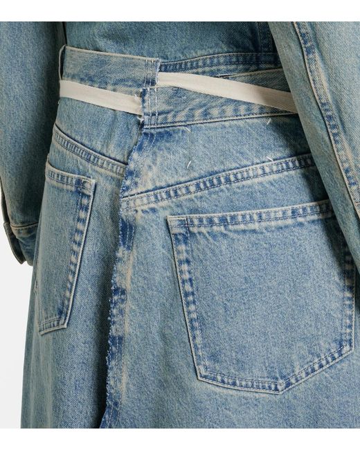 Maison Margiela Blue Frayed Denim Maxi Skirt