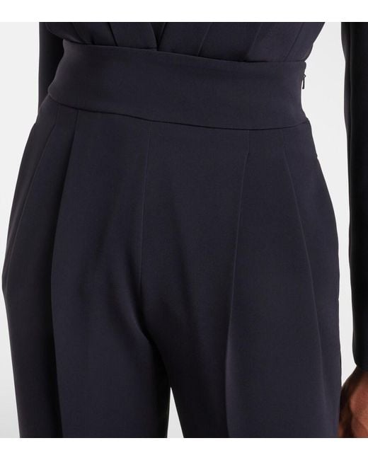 Max Mara Blue Pleated Cady Straight Pants