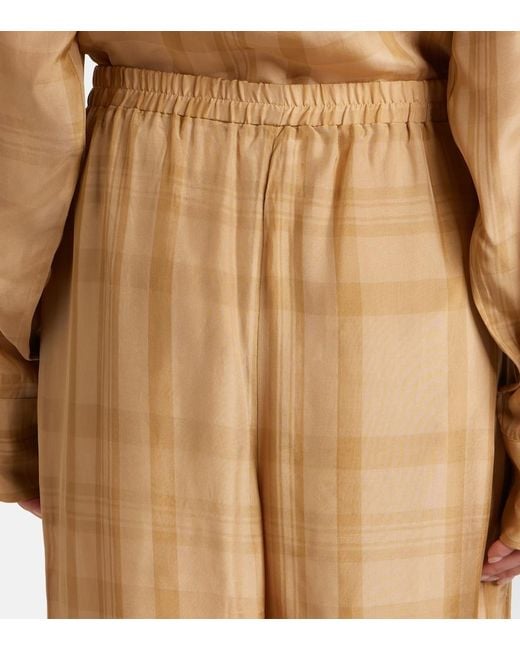 Frankie Shop Natural Baxter Checked Twill Wide-Leg Pants