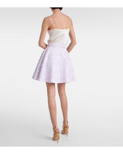 Nina Ricci White High-Rise Cotton-Blend Tweed Miniskirt