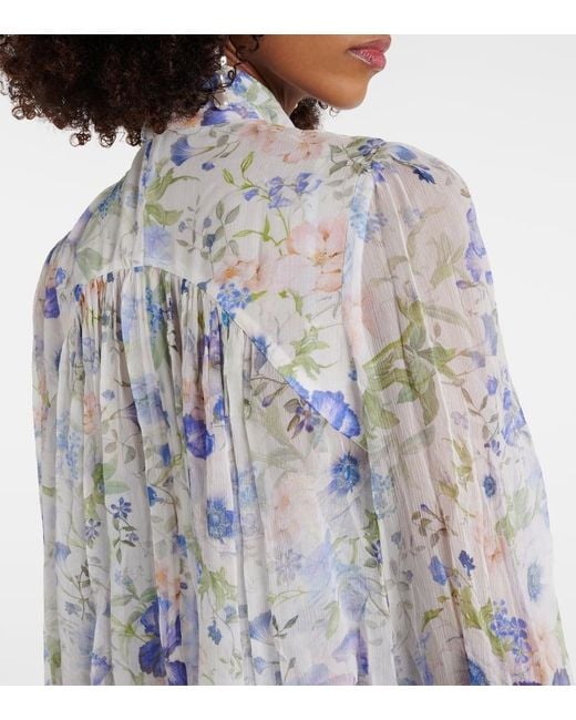 Blusa Natura floral con lazada Zimmermann de color Blue