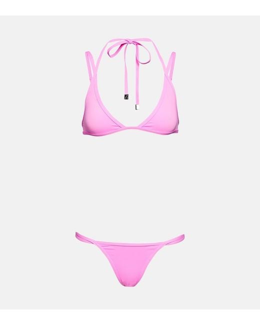 The Attico Pink Halterneck Bikini