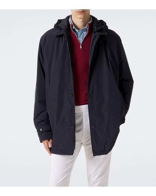 Moncler Blue Hooded Down Jacket for men
