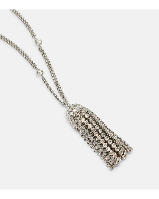 Rabanne Metallic Crystal-Embellished Pendant Necklace