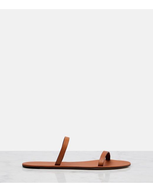 The Row Brown Helena Leather Sandals