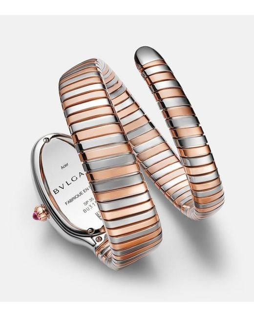BVLGARI Metallic Serpenti Tubogas 35Mm 18Kt Rose And Stainless Steel Watch