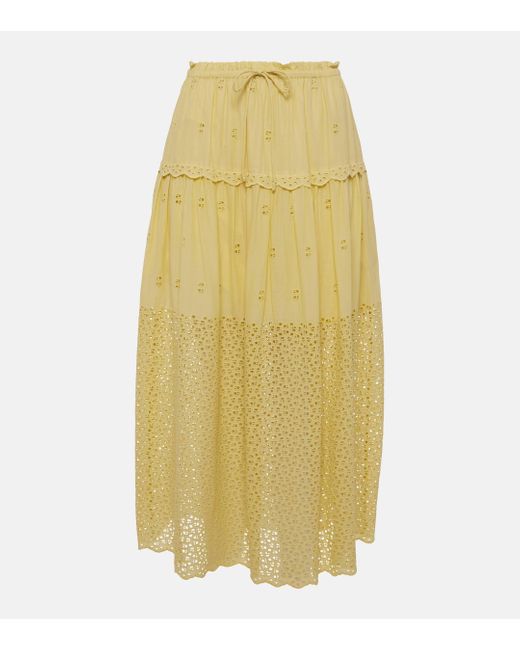 Ulla Johnson Yellow Lucia Cotton Voile Maxi Skirt