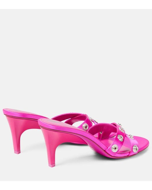 The Attico Pink Cosmo 60 Studded Satin Sandals