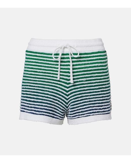 Loewe Green Paula's Ibiza Striped Cotton-Blend Shorts