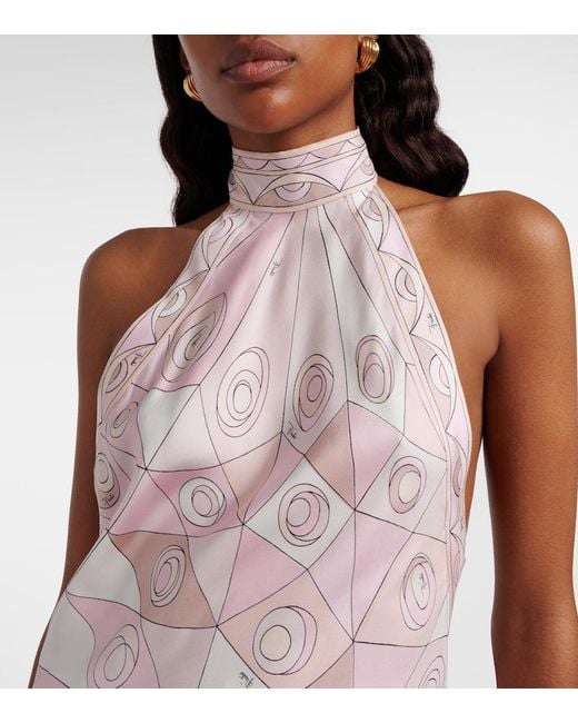 Emilio Pucci Pink Occhi Silk Twill Maxi Dress