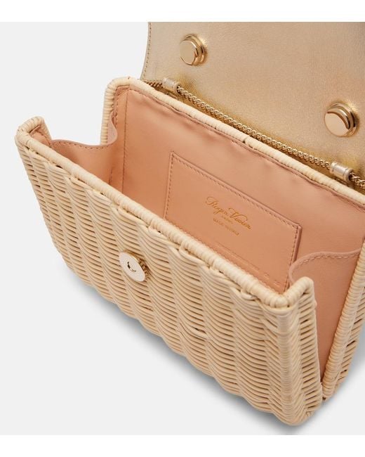 Roger Vivier Metallic Jewel Efflorescence Mini Rattan Tote Bag